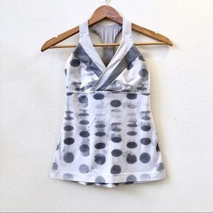 Lululemon white and gray polka dot racer back tank